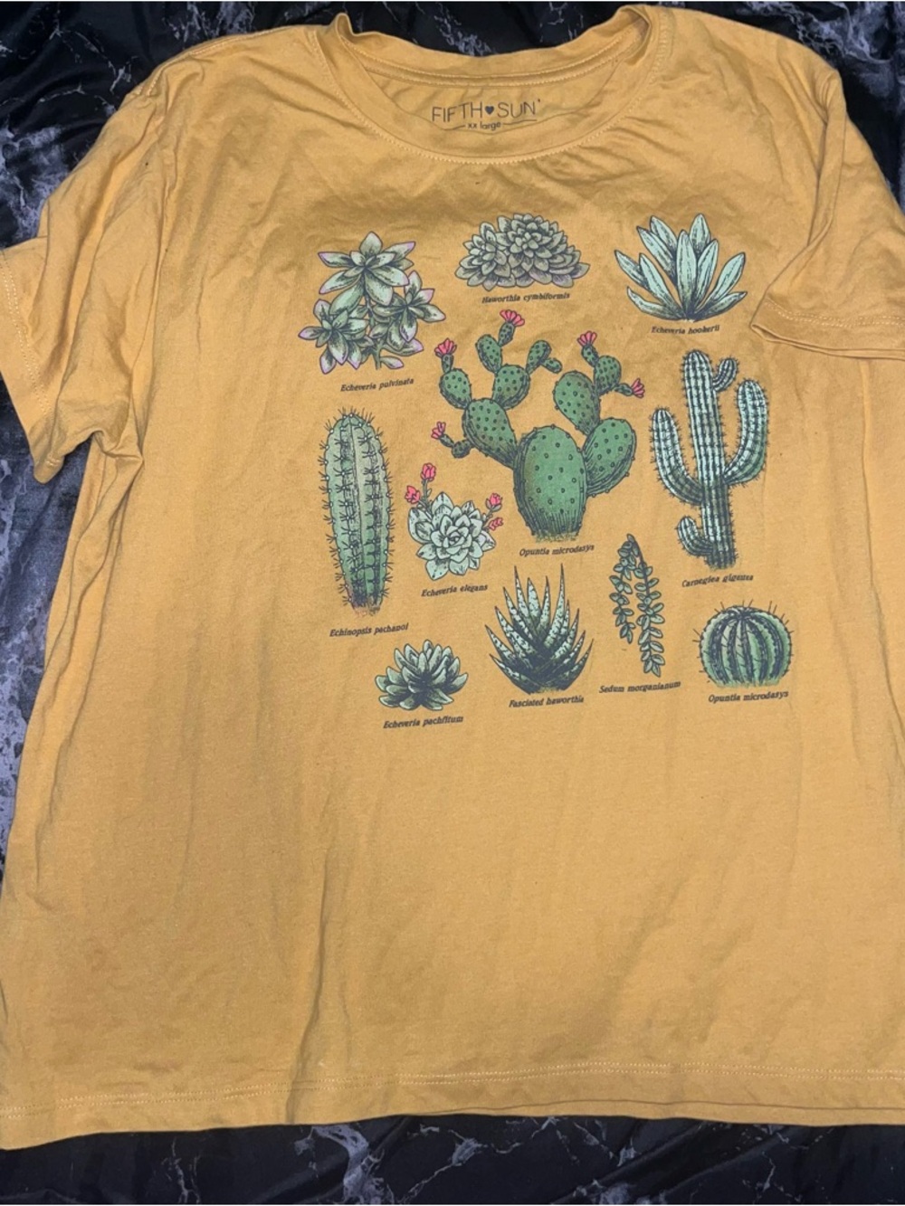 Fifth Sun Mustard Yellow Crewneck cactus Graphic Tee xxl